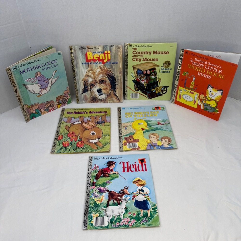 Vintage Little Golden Books Lot of 7 Sesame Street Richard Scarry 1970s 80s